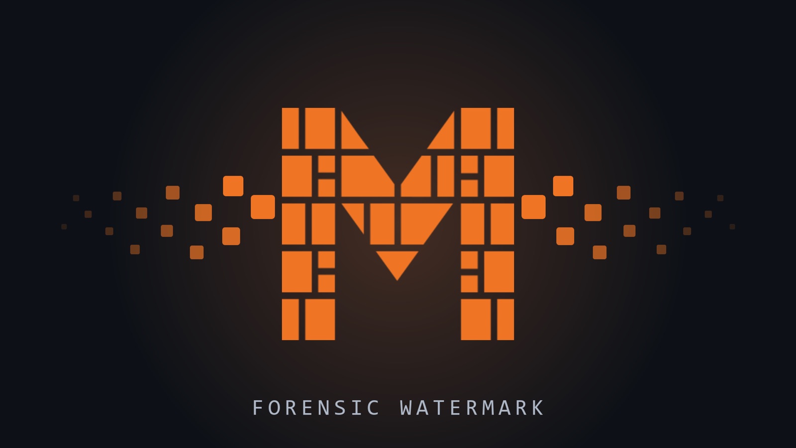 The m0saic M over a dark field, carrying an invisible forensic watermark