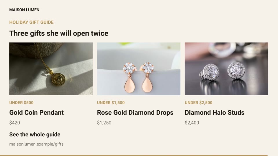A jewelry gift guide made with m0saic
